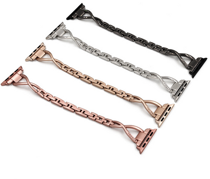Apple Watch Band X-Type Stainless Steel with Diamonds - AuraTheory