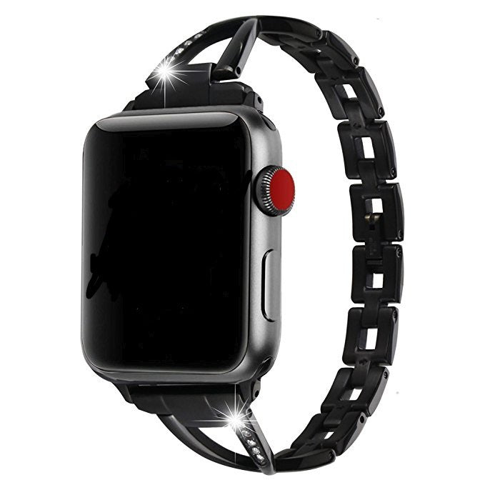 Apple Watch Band X-Type Stainless Steel with Diamonds - AuraTheory