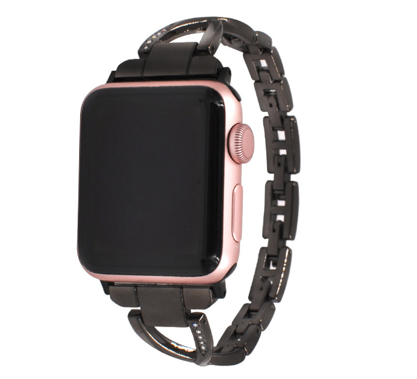Apple Watch Band X-Type Stainless Steel with Diamonds - AuraTheory
