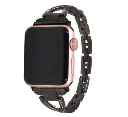 Apple Watch Band X-Type Stainless Steel with Diamonds - AuraTheory
