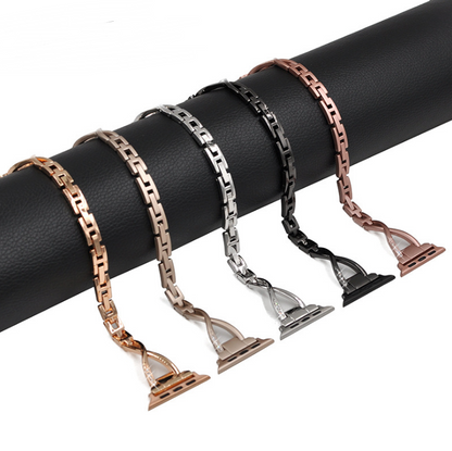 Apple Watch Band X-Type Stainless Steel with Diamonds - AuraTheory