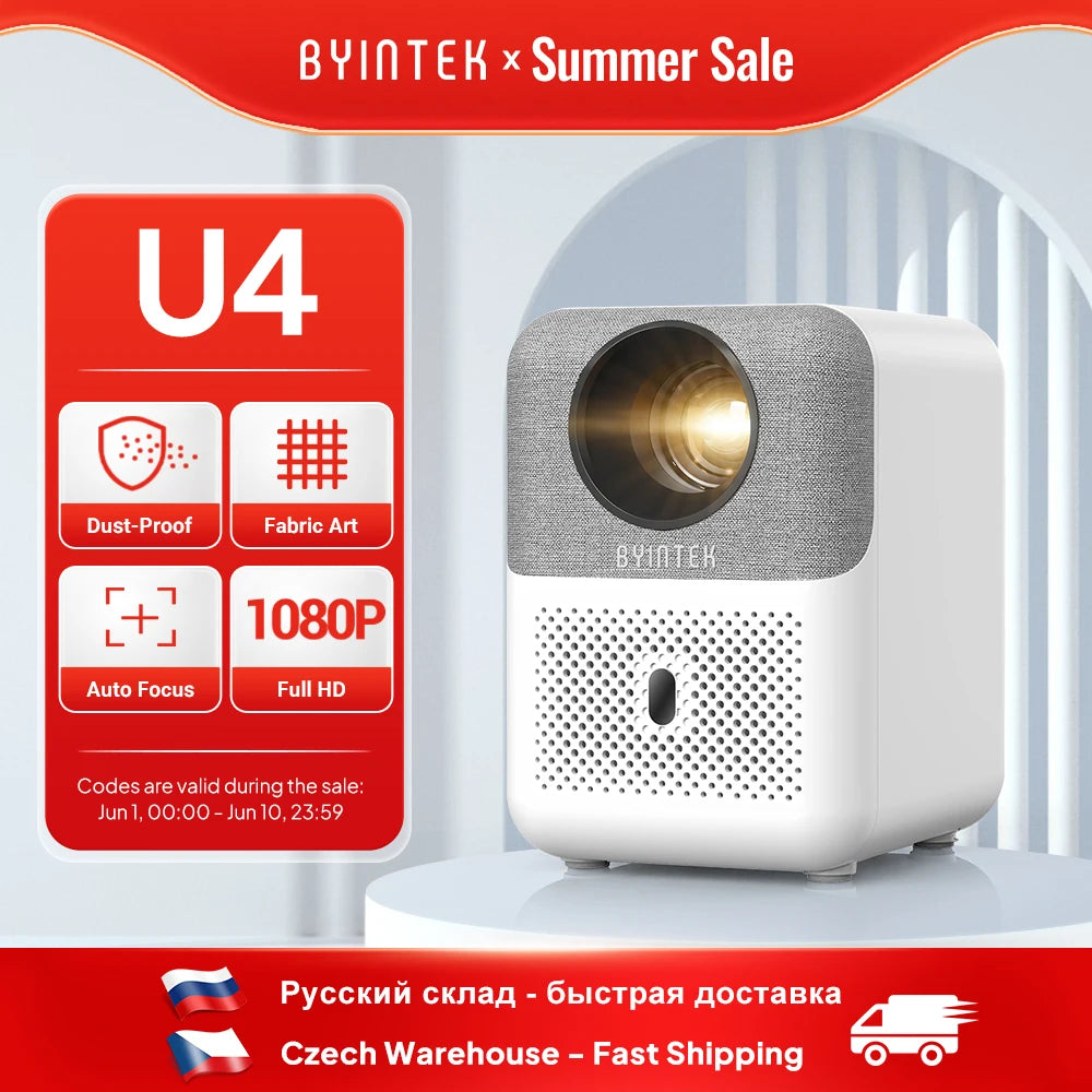 BYINTEK LOVE U4 Smart Mini Home Theater Projector 4K 1080P Video Android WIFI for Smartphone Cinema