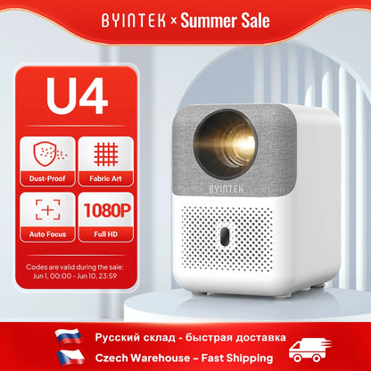 BYINTEK LOVE U4 Smart Mini Home Theater Projector 4K 1080P Video Android WIFI for Smartphone Cinema
