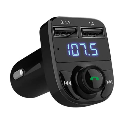 Car Charger with Wireless Bluetooth FM Transmitter - Dual USB Ports, Hands-Free Calling & MP3 Music Stereo