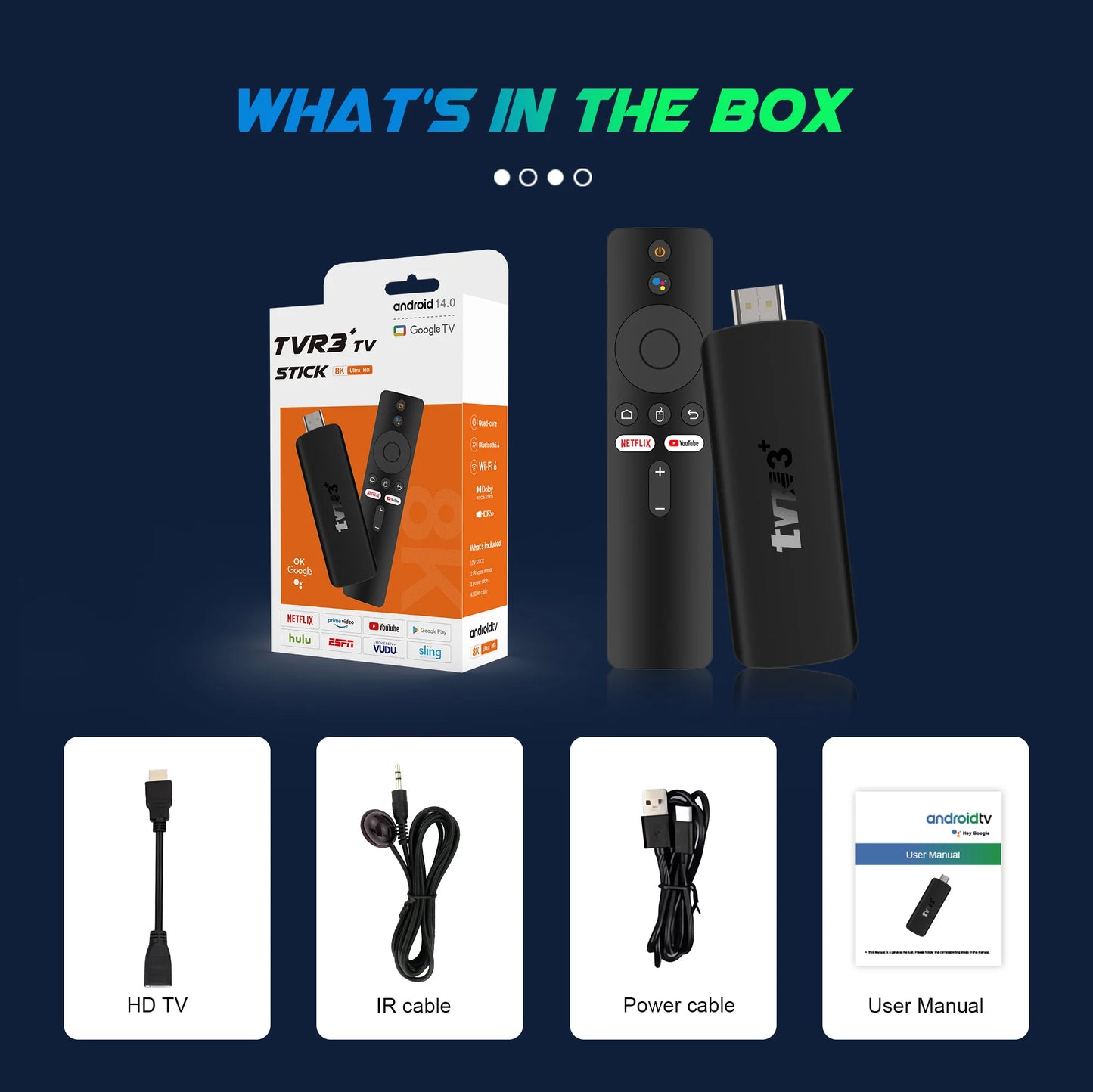 2026 TVR3+ Dual UI interface TV Stick 8K HD WIFI 6 Android 14.0 RK3518 Quad Core 8GB RAM 128GB ROM Home Theater Media Player