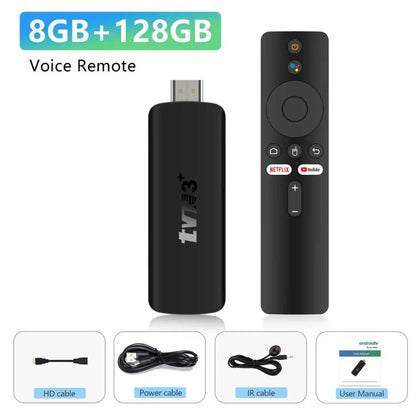 2026 TVR3+ Dual UI interface TV Stick 8K HD WIFI 6 Android 14.0 RK3518 Quad Core 8GB RAM 128GB ROM Home Theater Media Player