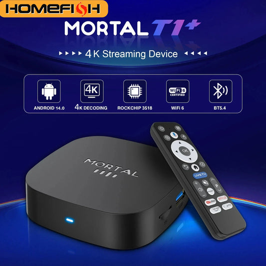2026 New Smart TV Box T1+ RK3518 Android 14 WiFi 6 BT 5.4 Dual UI Interface 4K Ultra HD  Smart Media Player