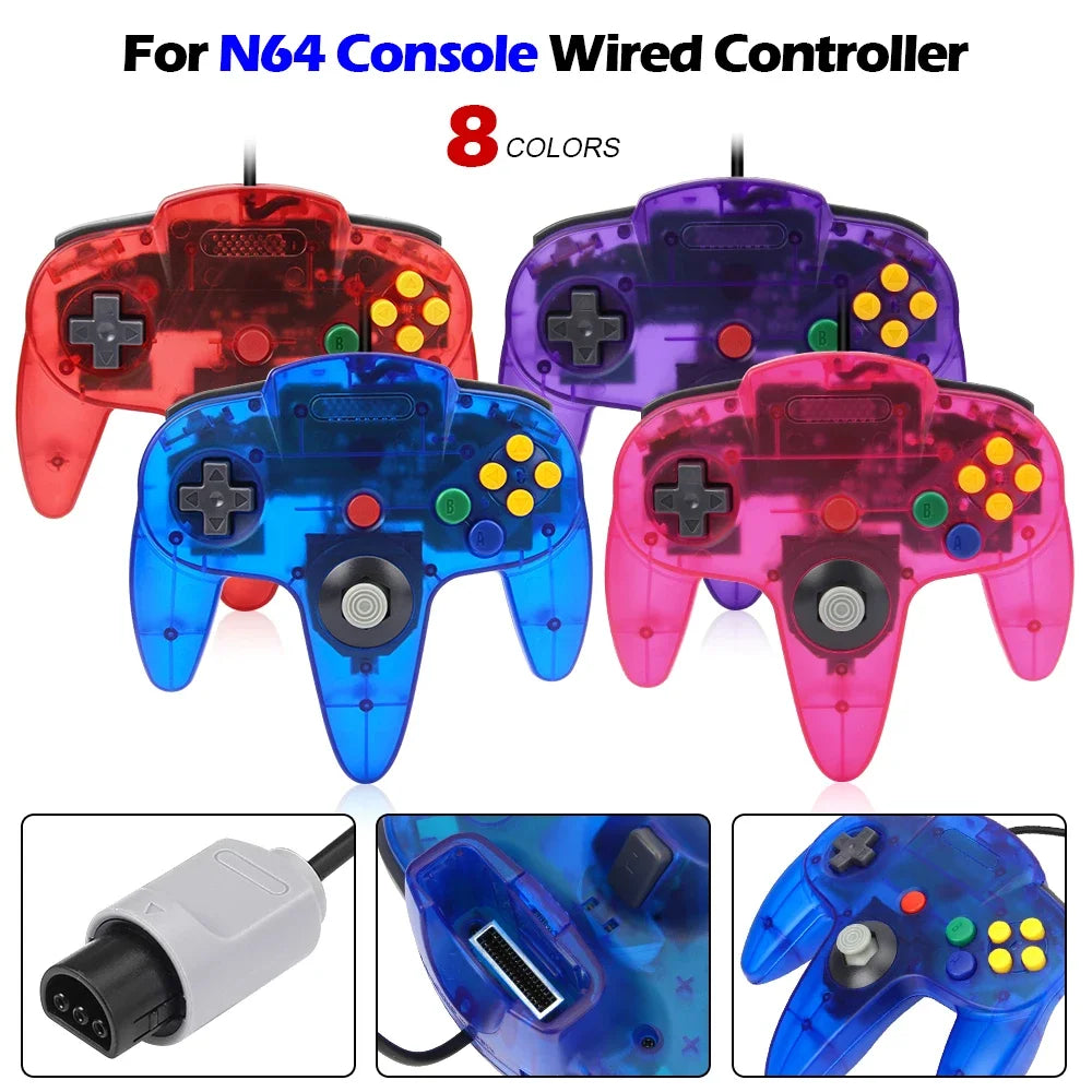 2PCS/Pair For N64 Controller Classic Wired Remote Control Gamepad Gaming Joystick Retro Video Game Joypad for N64 Console Access