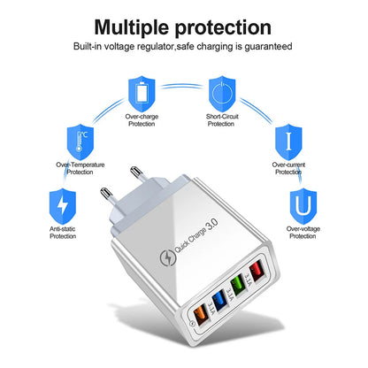 EU US Plug 3A USB Charger Multi Port 4 USB Quick Charge 3.0 For Phone Adapter Tablet Portable Wall Charger Fast Charger For Poco