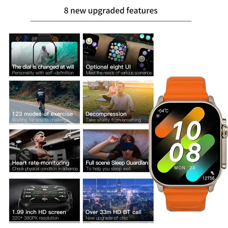 LAXASFIT Smartwatch Bluetooth Talk Smartwatch Message Alert Heart Rate Monitor Sports Watch for Android IOS Men Women