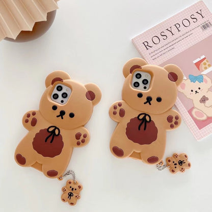 Teddy Bear Cartoon Soft Silicone Phone Case - AuraTheory