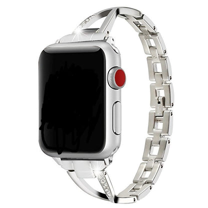 Apple Watch Band X-Type Stainless Steel with Diamonds - AuraTheory
