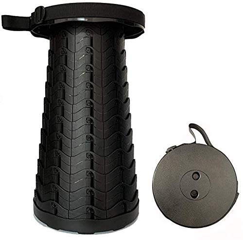 Avenoir Telescopic Portable Stool Camping Retractable Folding Stool for Fishing Hiking Travel Queuing Gardening Max Load 397lb(Black) - AuraTheory