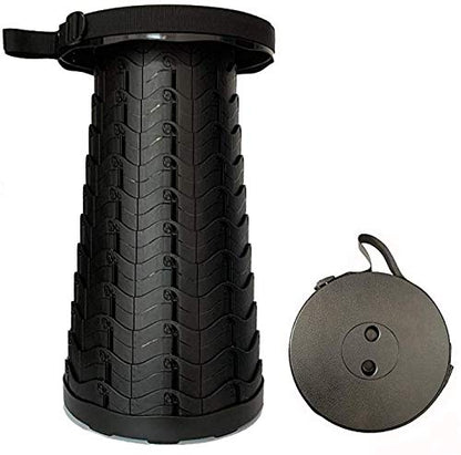 Avenoir Telescopic Portable Stool Camping Retractable Folding Stool for Fishing Hiking Travel Queuing Gardening Max Load 397lb(Black) - AuraTheory