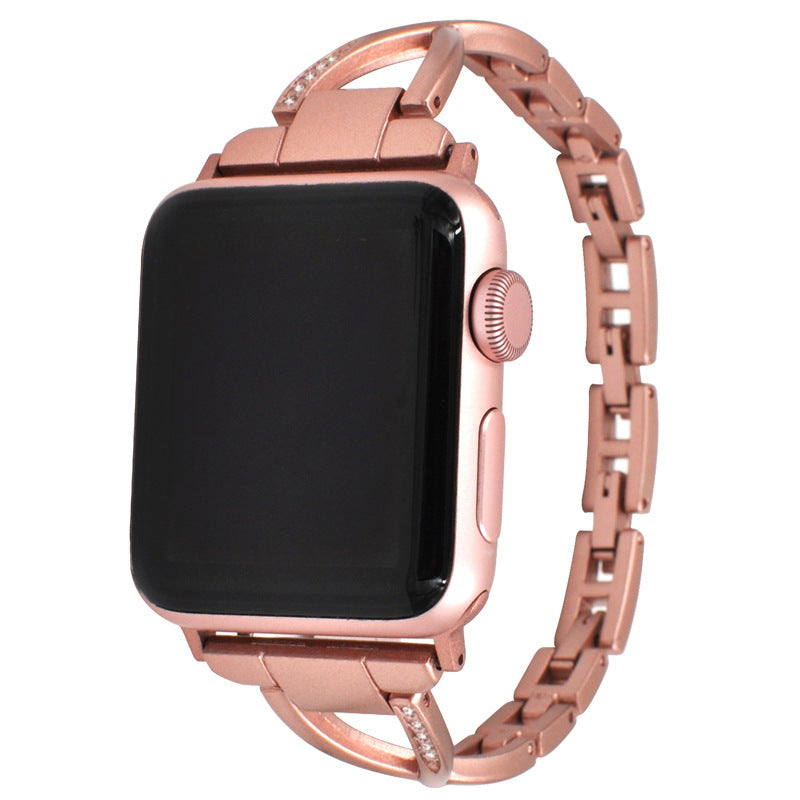 Apple Watch Band X-Type Stainless Steel with Diamonds - AuraTheory