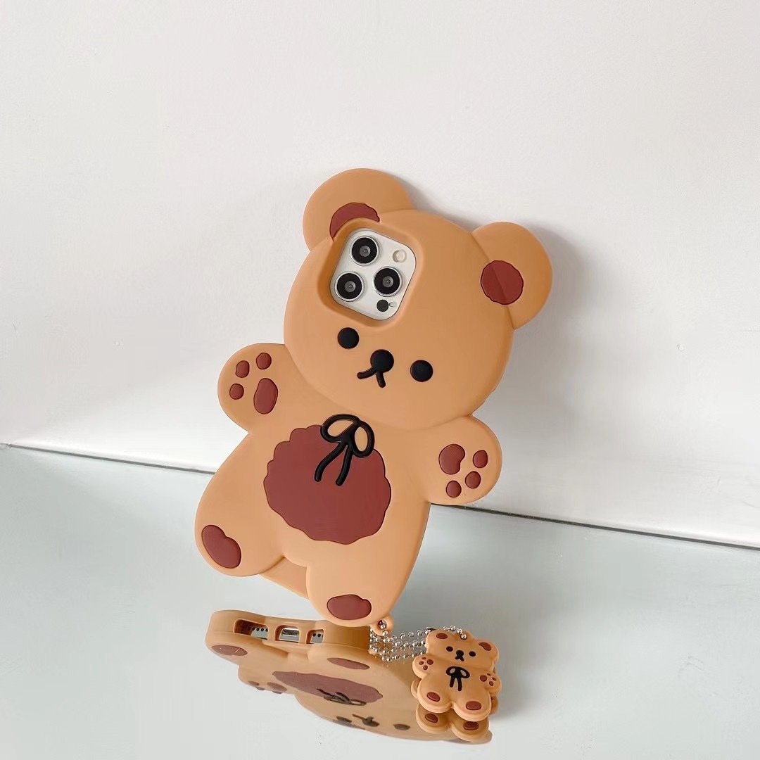 Teddy Bear Cartoon Soft Silicone Phone Case - AuraTheory